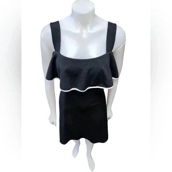 Rodan NWT Midi  Cold Shoulder Black And White Dress Size XXL - Picture 2 of 8